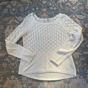 Off-White Knit Sweater with Cute Pattern
